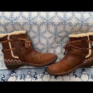 UGG smooth leather shearling lined boots